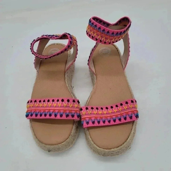 Wonder Nation Girls Pink Boho Espadrille Embroidered Elastic Sandal Easy On 12 - Picture 6 of 7
